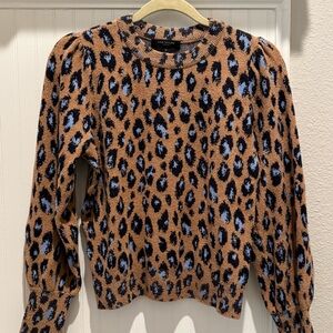 Ann Taylor Leopard Print Sweater - Tan and Black